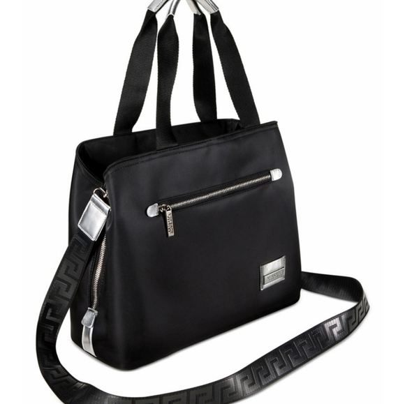 Versace Silver and Black Tote Bag with Structured Shape - Picture 1 of 9